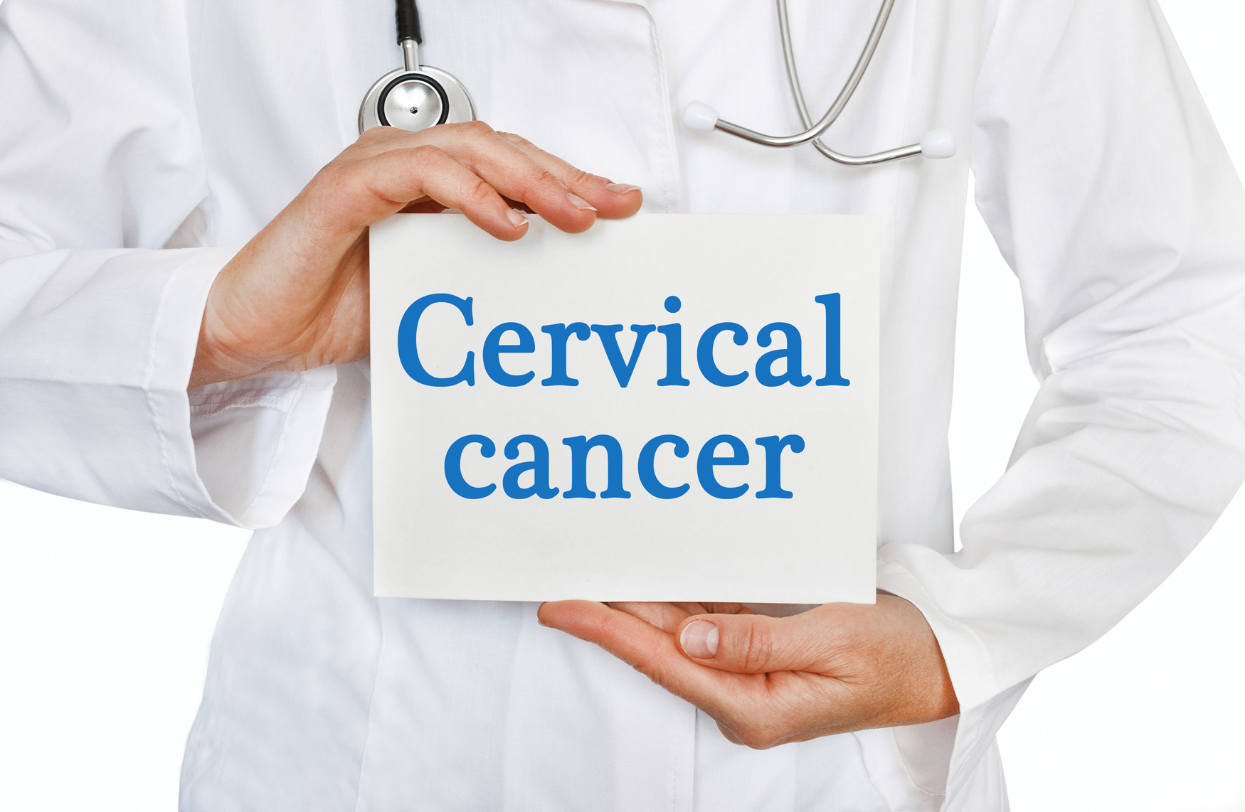 Cervical cancer card in hands of Medical Doctor